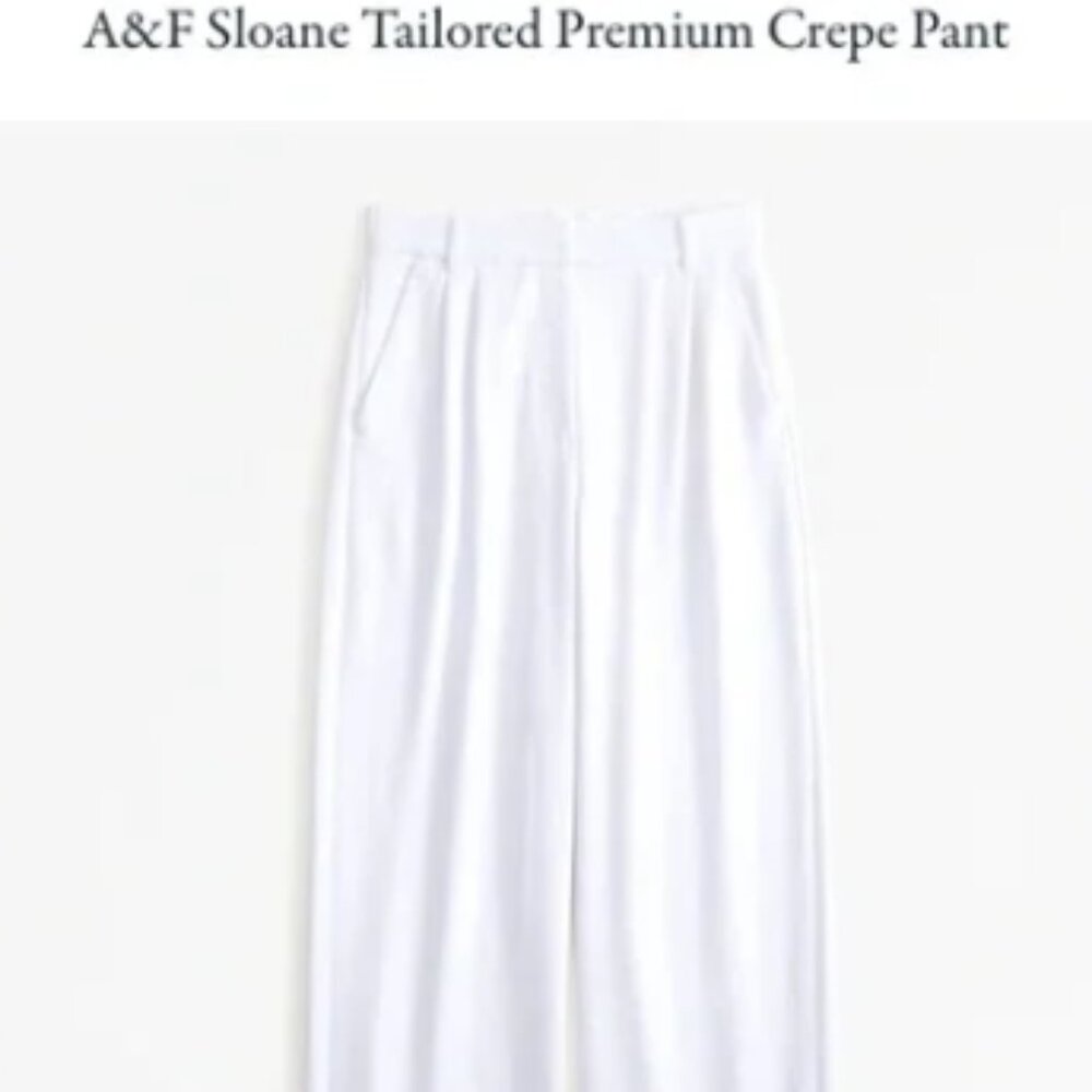 Abercrombie Sloane Tailored Premium Crepe Pant in White, Size 10 (30) Regular